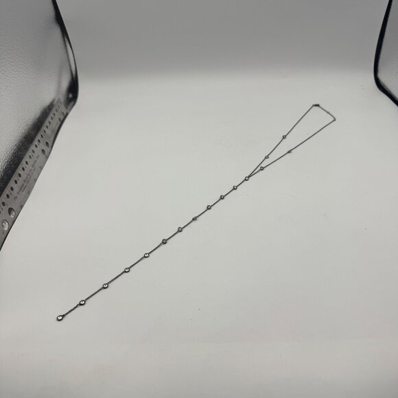 Silver-Tone Y Chain Necklace With Clear Crystal Accents & Lobster Clasp Closure - Picture 1 of 5